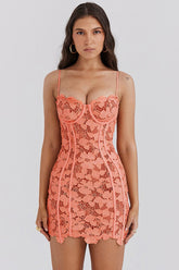 Ilayda Embroidered Floral Lace Mini Dress | Dress In Beauty